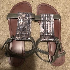 Silver sequin sandals